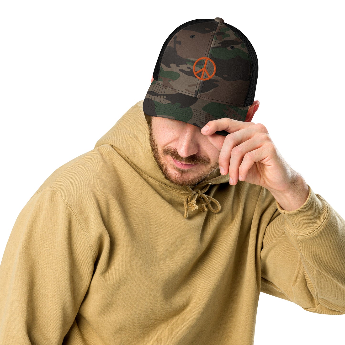 Camo Peace Sign Trucker Hat