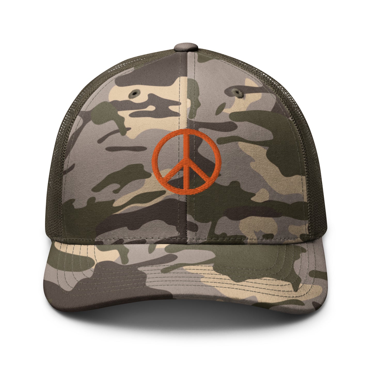 Camo Peace Symbol Trucker Hat