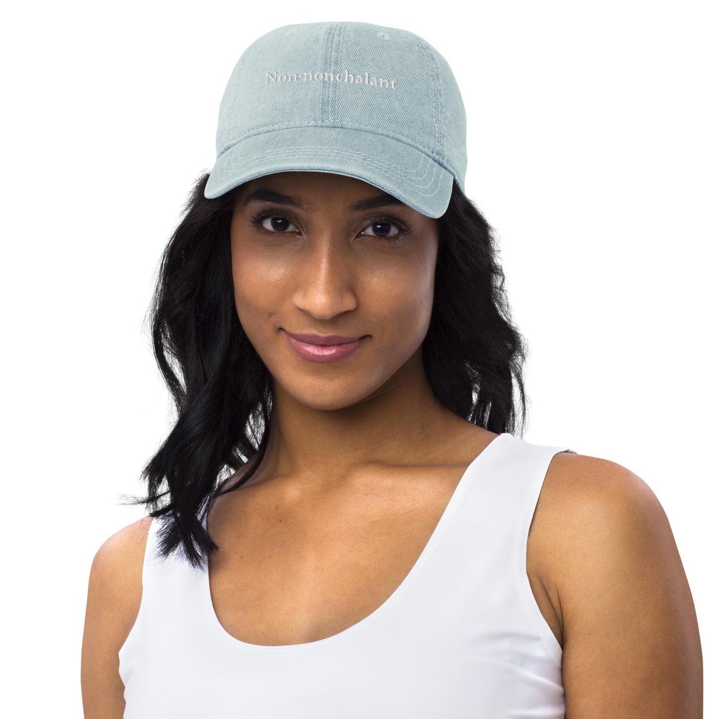 Non-nonchalant Ball Cap in denim/white